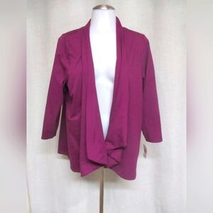 NEW CHARTER CLUB acai berry pink knit open front cardigan top PLUS sz 1X PE